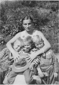 Germ and her three boys in October of 1934. My father is on the left.