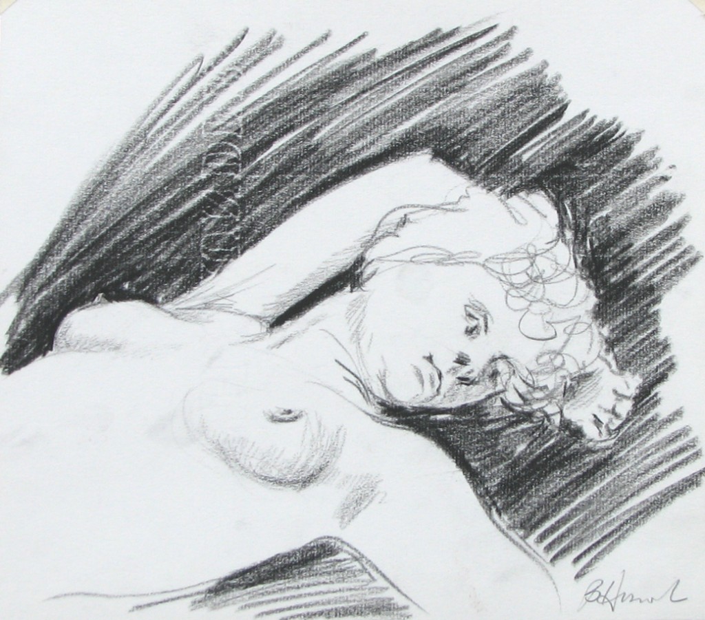 conte crayon nude torso