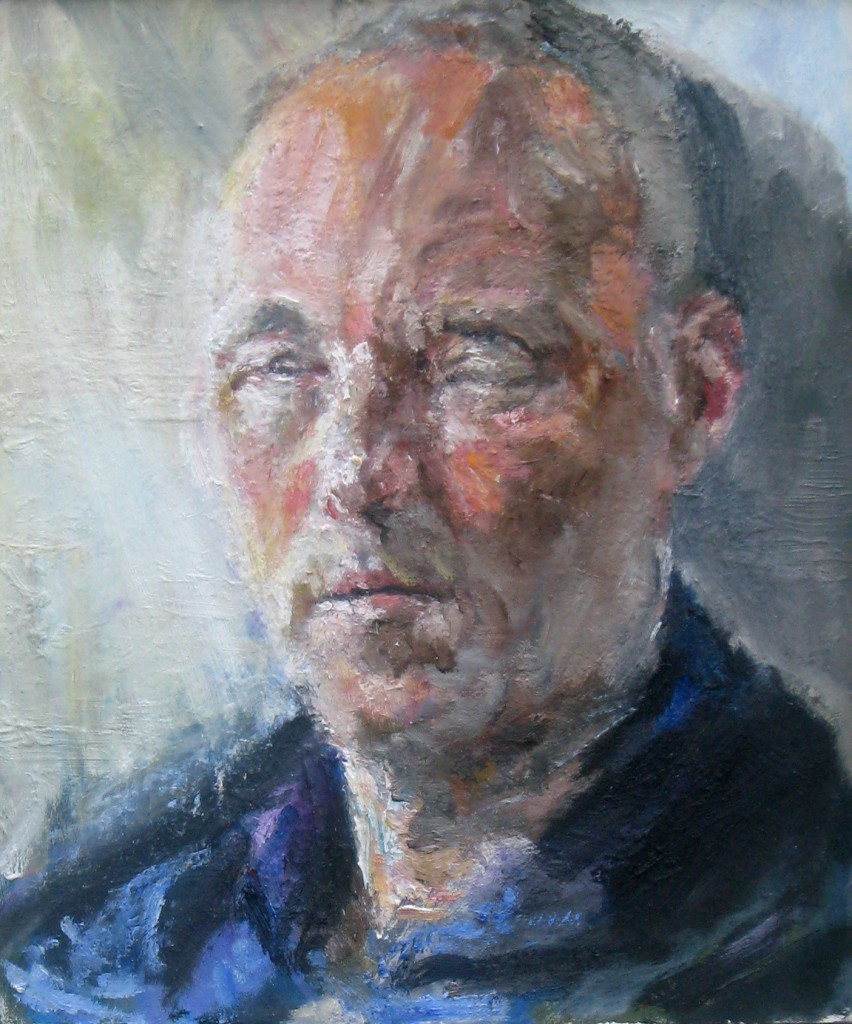 Self Portrait as a Dead Man, 2011, oil on board, 16 x 13.5 in., collection of the artist