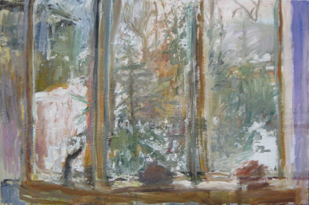 View through the Studio Window, 2013, oil on canvas, 36 x 54 in., collection of the artist