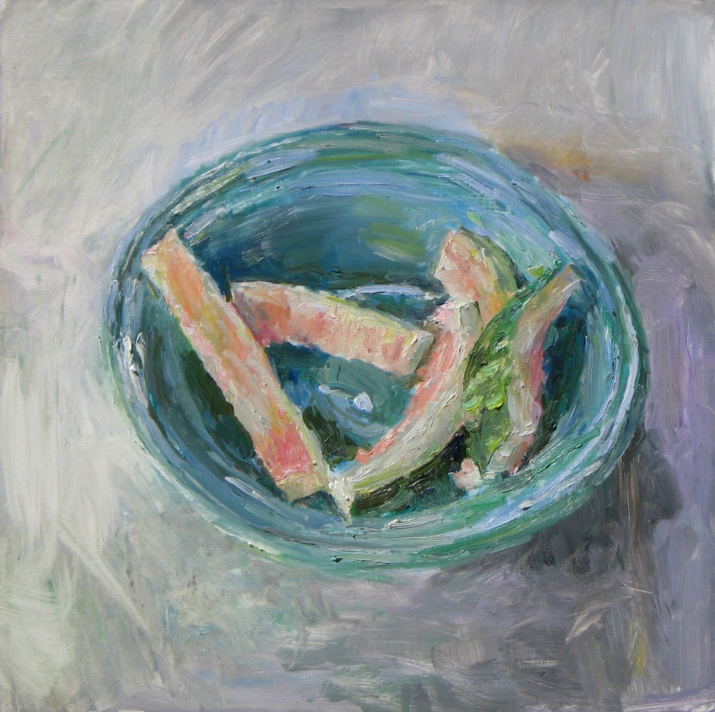 Watermelon Rinds in a Bowl, 2012, oil on board, 19.75 x 20 in., collection of the artist