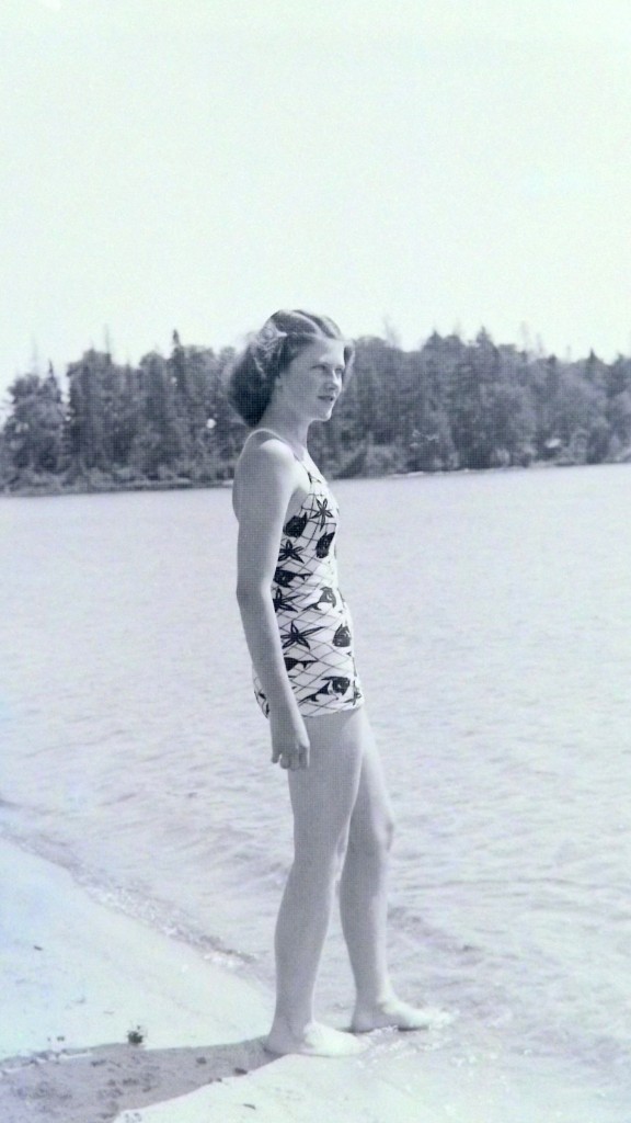 Jean at beach from negative