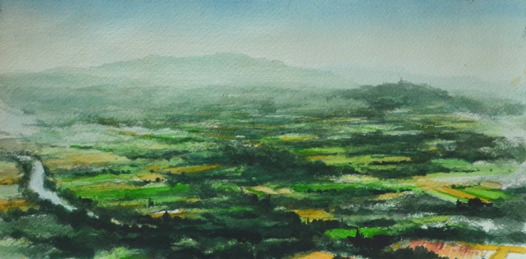 View from Monte Castello di Vibio, 6x11, watercolor, 2014