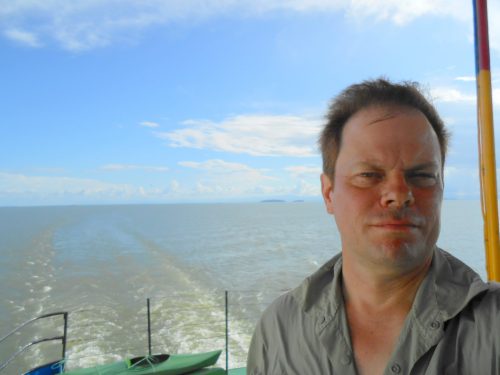 Henighan on ferry on Lake Nicaragua