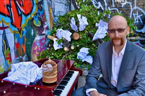 Composer David Smooke and toy piano