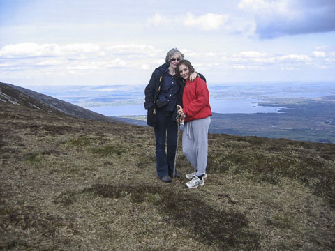 Amanda Bell and daughter near summit of Mount Nephin_1