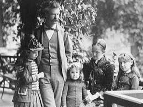 Mark Twain (Clemens) family around the time Adventures of Huckleberry Finn was published