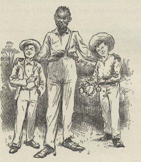 Tom Sawyer, Jim, and Huck 